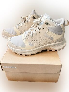 Merrell Tempo Sol Mid Waterproof _ Popular * Sand/Off-White Trail Hiker Sneakers